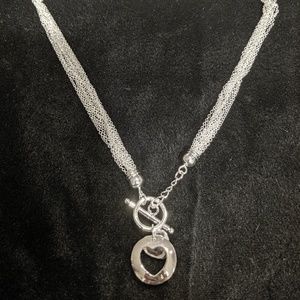 Silver hearts and chains necklace